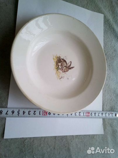 Тарелка с зайкой и мышкой времён СССР