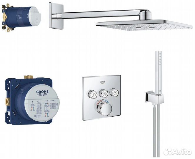 Верхний душ Grohe Rainshower SmartActive Cube 34706000, хром