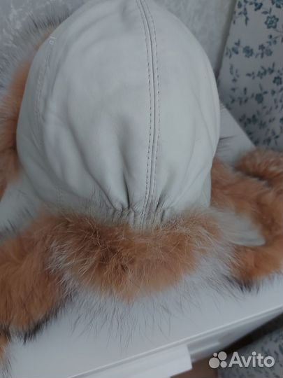 Шапка зимняя кожаная женская