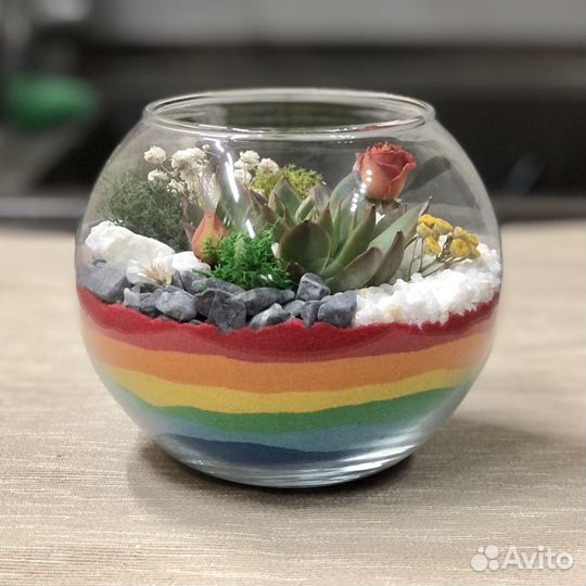 Ваза для флорариума с компонентами