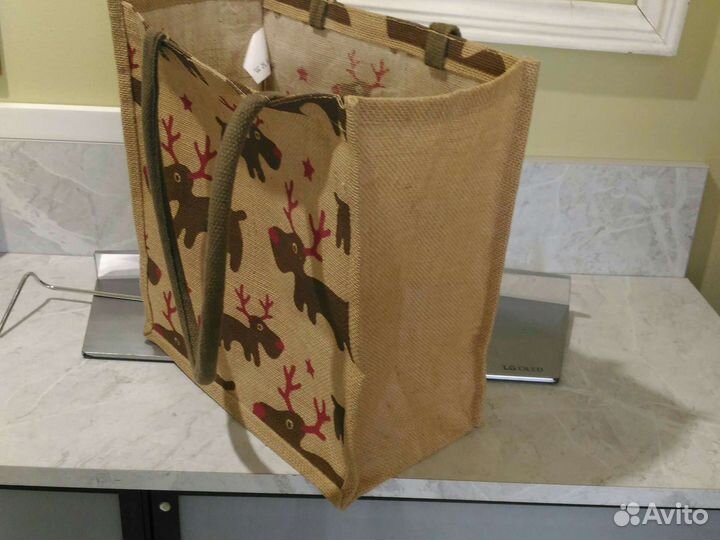 Джутовая сумка через плечо