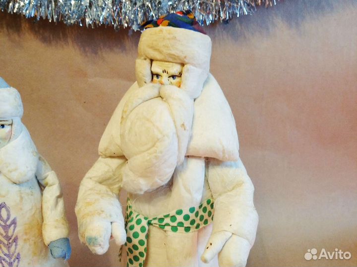 Дед Мороз Снегурочка СССР папье маше вата