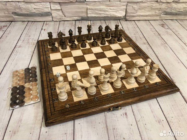 Нарды, шахматы, шашки 3 в 1 резные Палермо