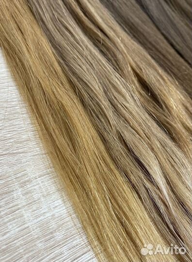 Славянские волосы на mini капсулах, блонд