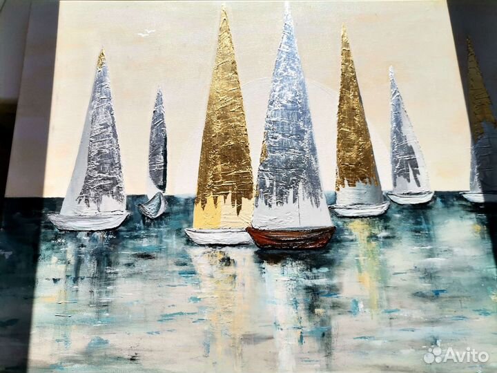 Интерьерная текстурная картина Парусники