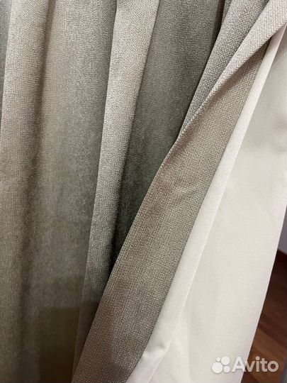 Шторы блэкаут зелено-серые