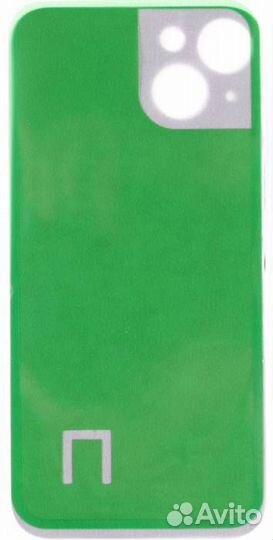 Задняя крышка для iPhone 13 Черная (Стеклянная с широким отверстием, логотип, скотч) A+