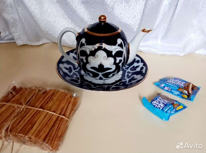 Чайная пара тарелка и заварочный чайник Пахта