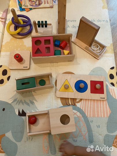 Монтессори развивающие деревянные игрушки пакетом