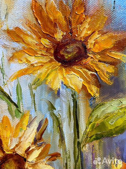 Картина подсолнухи маслом на холсте