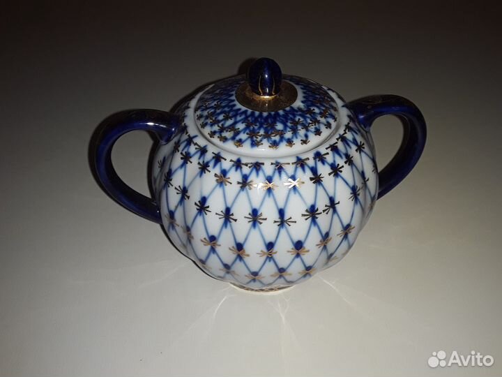 Сахарница сервиз кобальтовая сетка лфз