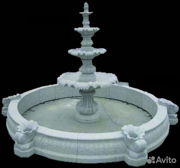 Фонтан с ракушками из гранита