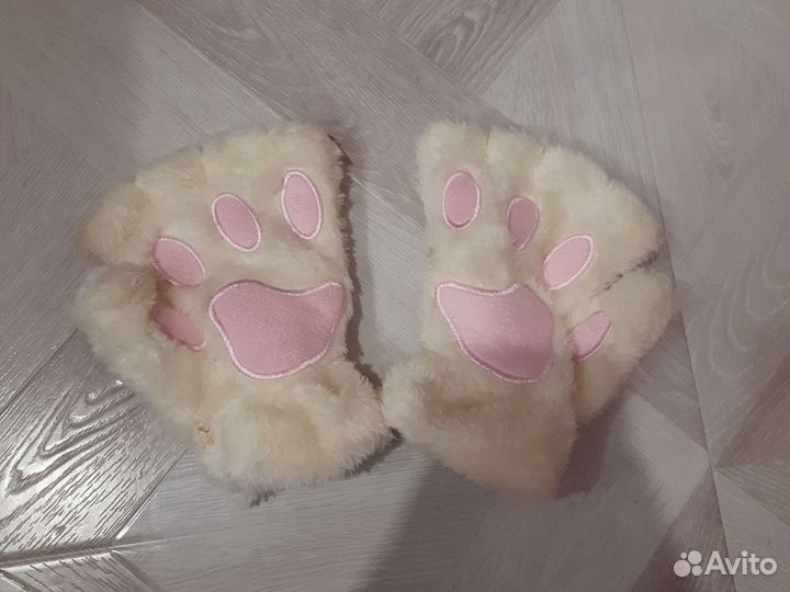Тёплые кошачии перчатки:3