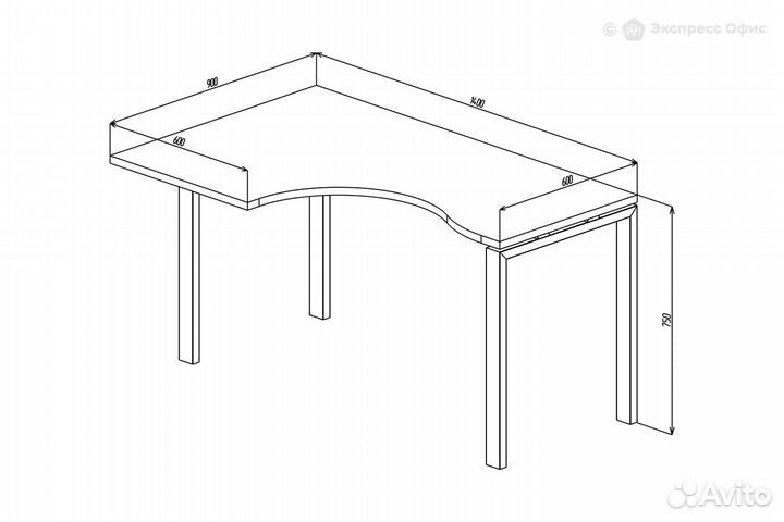 Стол письменный эргономичный левый Sigma SG.231.WH.44.WH.L