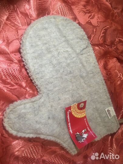 Мочалка,варежка шерсть,руч.работа