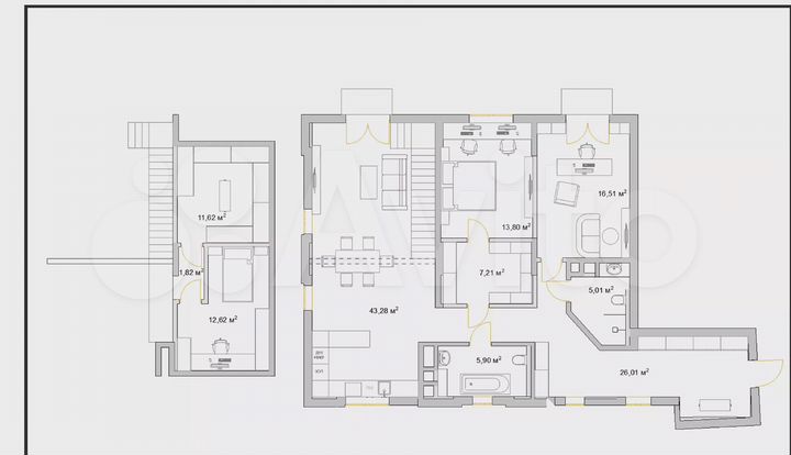 3-к. квартира, 145,3 м², 5/5 эт.