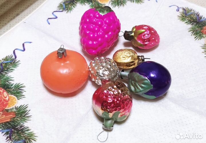 Ёлочные игрушки СССР 50-60г фрукты 7штук