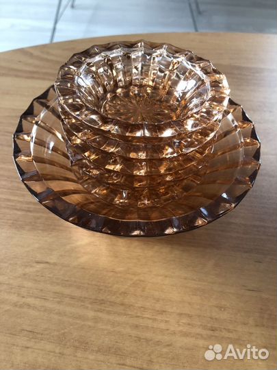 Вазочка и розетки для варенья СССР цветное стекло