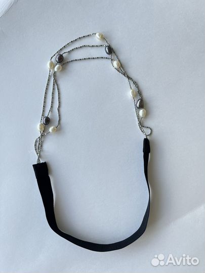 Ободок на резинке из натурального жемчуга