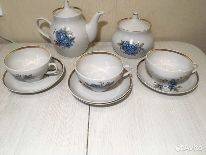 Сервиз чайный Дулево цветы винтаж СССР