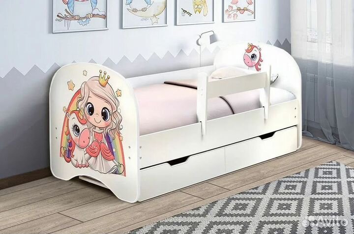 Кровать с ящиком и фотопечатью 160*80 в наличии