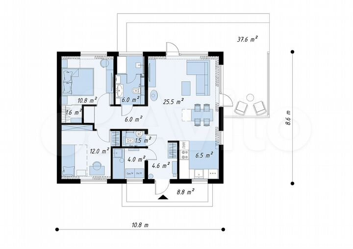 Дом 78,5 м² на участке 8 сот.