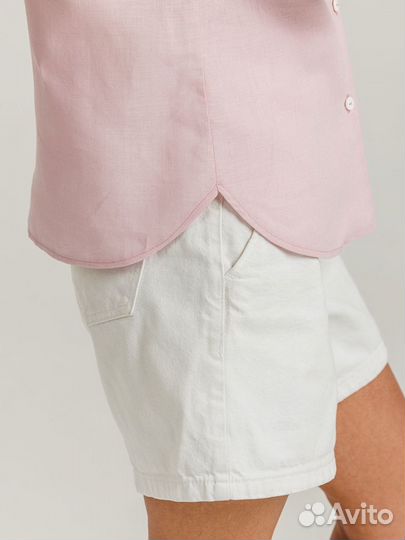 Рубашка женская розовая, лён/хлопок, 40-42