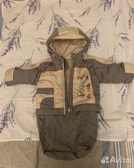 Зимний пуховый комбинезон трансформер 74-80