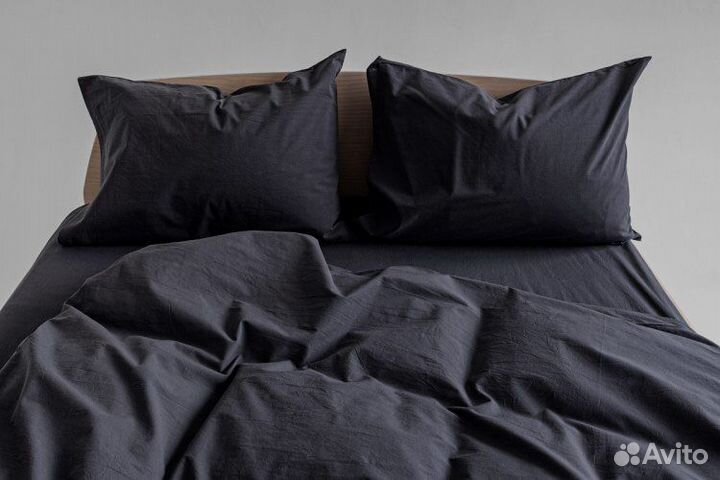 Постельное белье вареный хлопок индиго