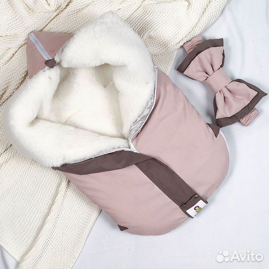 Зимний конверт на овчине с комбинезоном 62 размер