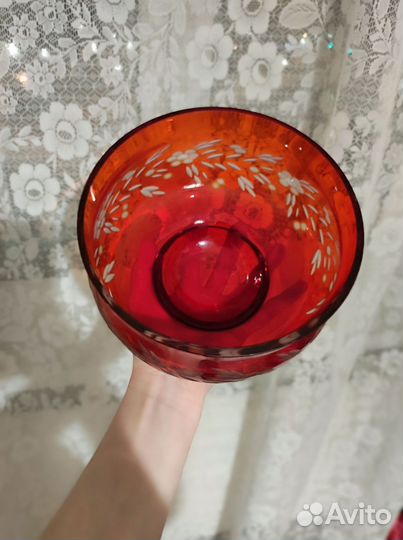 Салатник СССР,Конфетница,ваза красное стекло