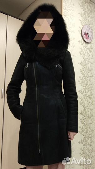 Дубленка натуральная женская с капюшоном 44 р