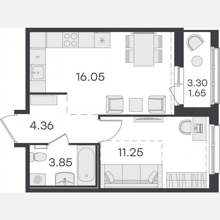 1-к. квартира, 37,2 м², 12/15 эт.