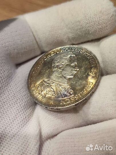 3 марки 1914 года серебро Вильгельм II мундир