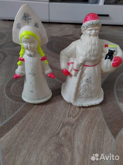 Дед мороз и снегурочка СССР пластик