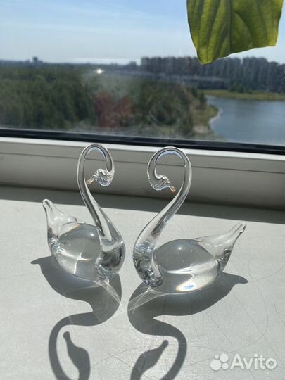 Статуэтка лебедь хрусталь антиквариат
