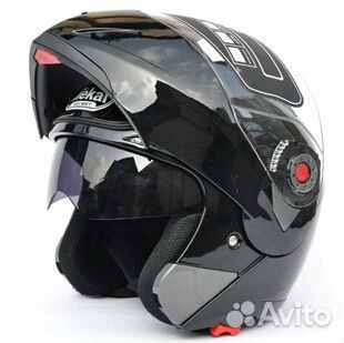 Мото шлем с Очками мотошлем модуляр Чёрный новый