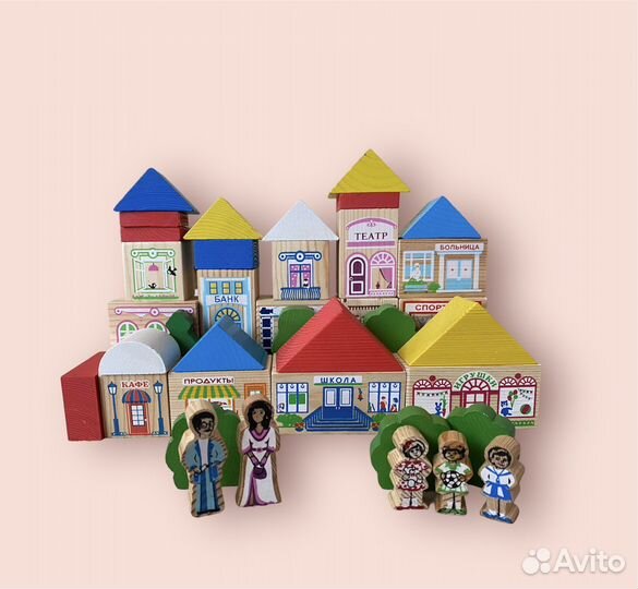 Деревянный конструктор цветной 