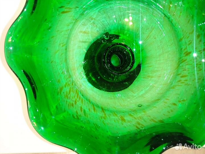 Старинная фруктовница цветное стекло