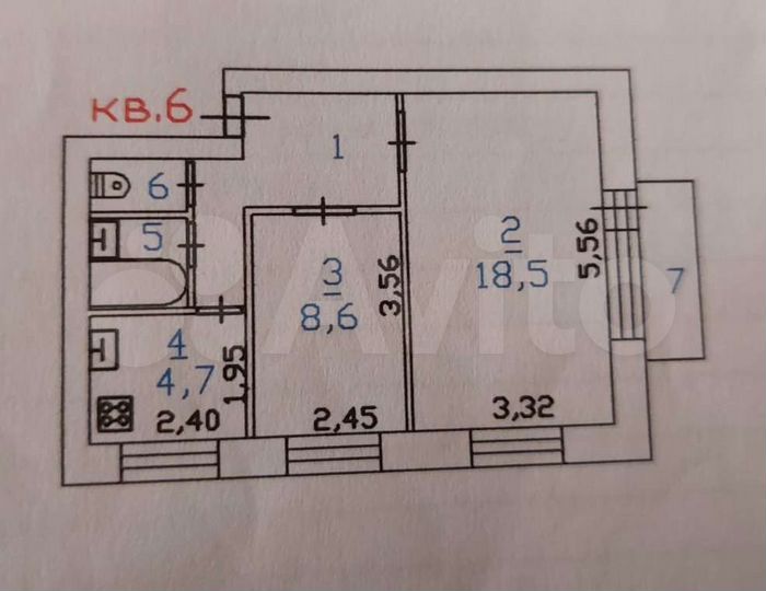 2-к. квартира, 41,6 м², 2/4 эт.