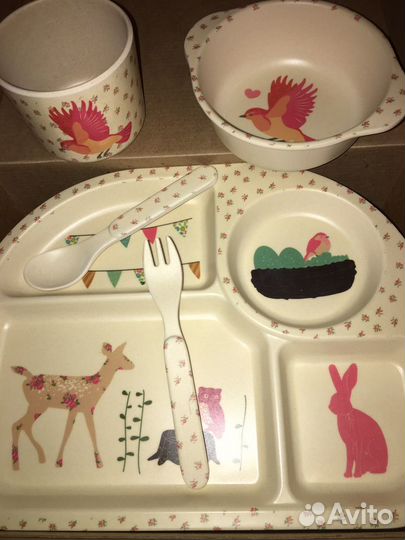 Набор детской посуды из бамбука