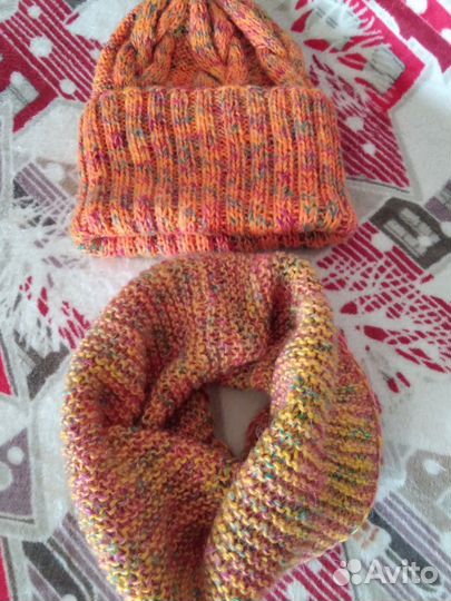 Шапка со снудом комплект женская