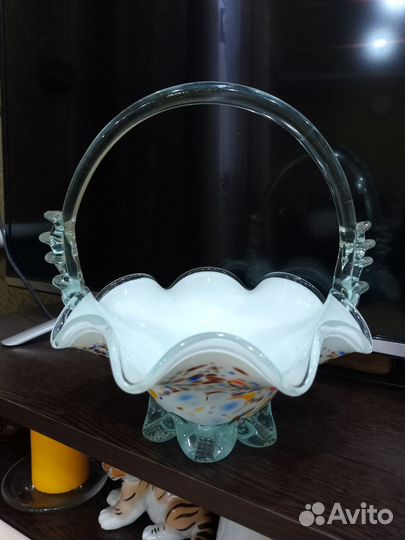 Ваза конфетница цветное стекло СССР