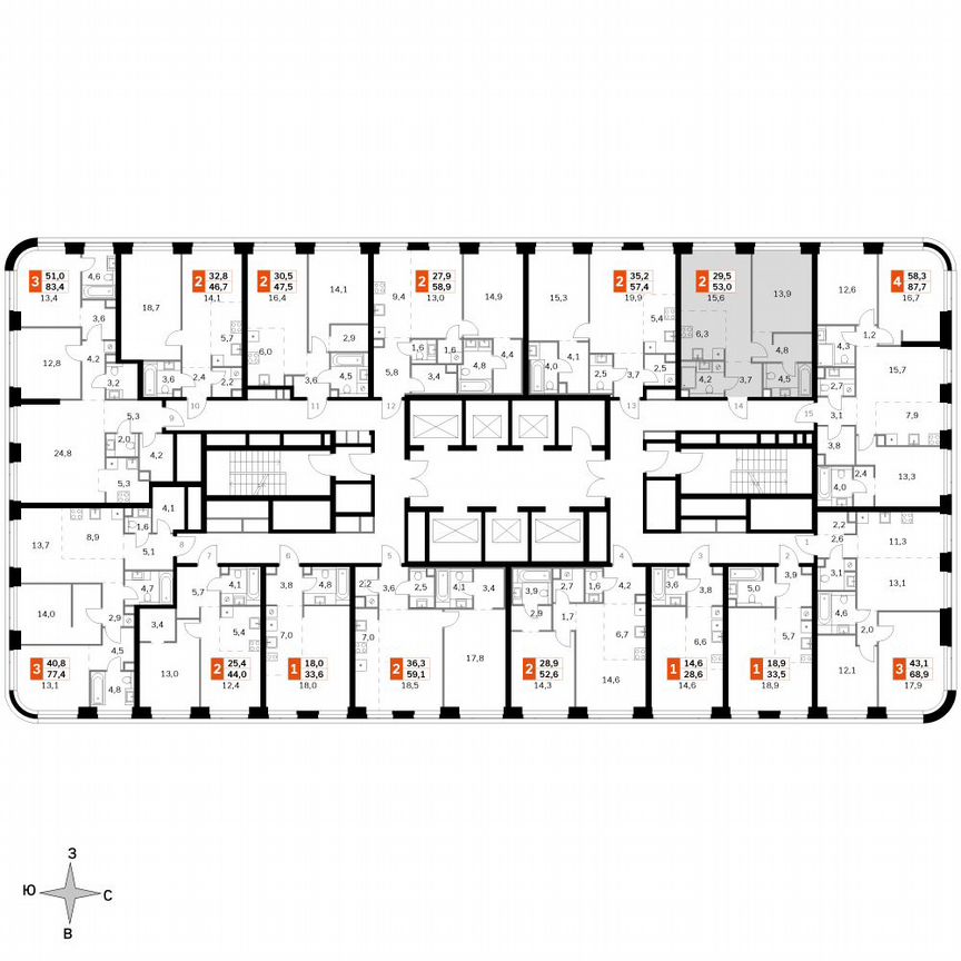 1-к. квартира, 53 м², 26/49 эт.