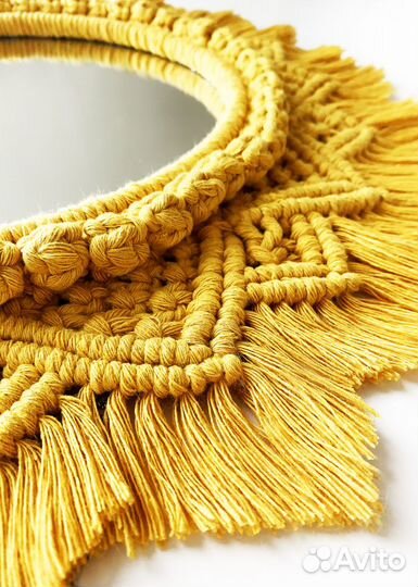 Зеркало макраме круглое. Зеркало декоративное