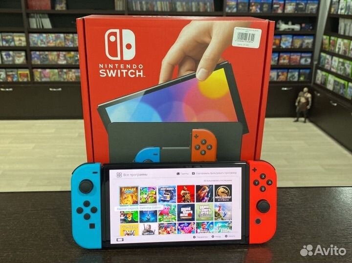 Nintendo Switch oled 128 GB neon с играми MOD