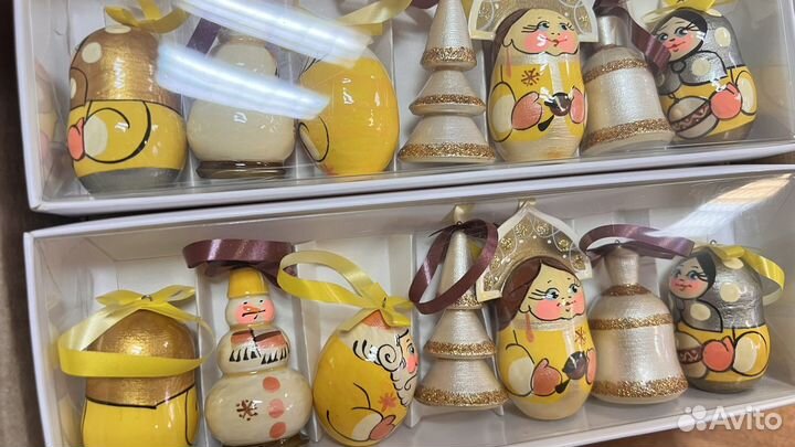 Набор елочных игрушек. Матрешки. Ручная работа
