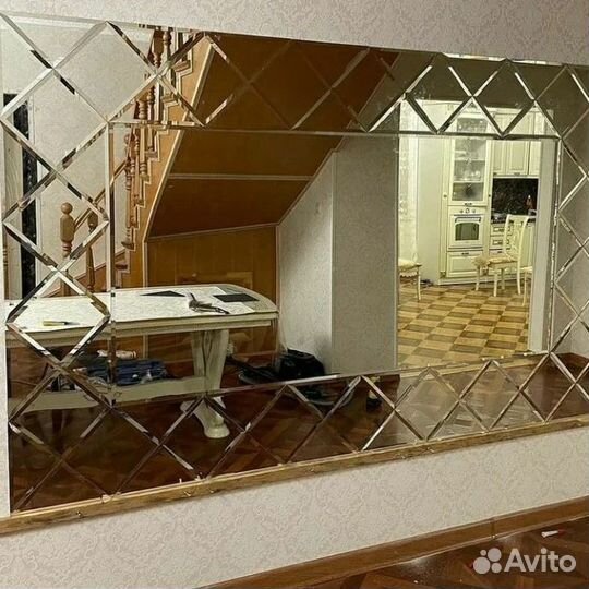 Зеркало стекло ромбик панно