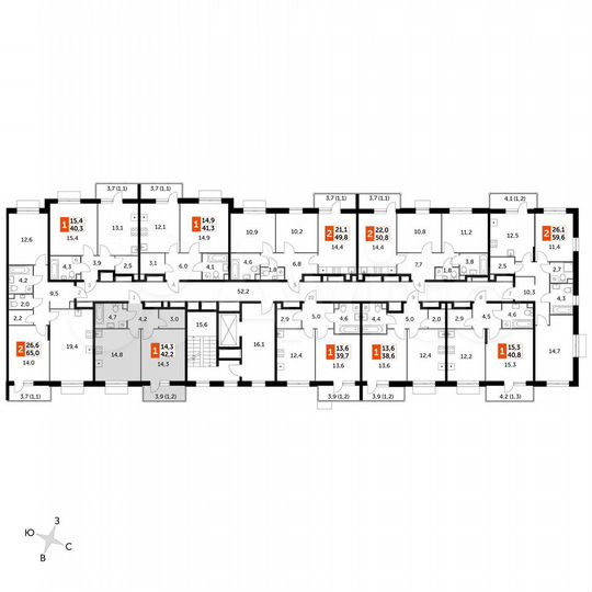 1-к. квартира, 42,2 м², 7/16 эт.