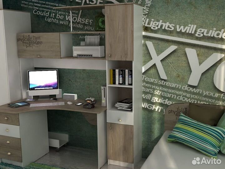 Стол письменный угловой с четырьмя ящиками 125*80